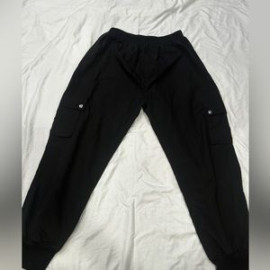 Black Cargo Pants Button Pocket